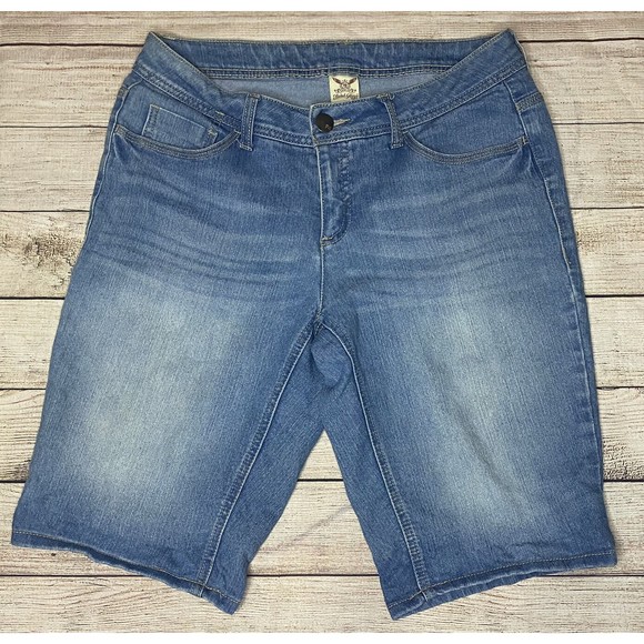 Faded Glory Womens Denim Jean Cotton Shorts Size 10 Blue Mid Rise Free Shipping - Picture 1 of 8